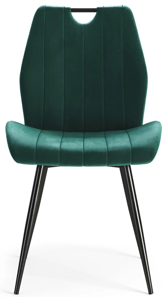 MAZZONI EXPORT ARNO Verde (țesătură Bluvel 78) - SCAUN TAPIȚAT MODERN PENTRU LIVING/SUFRAGERIE cu MÂNER | CATIFEA