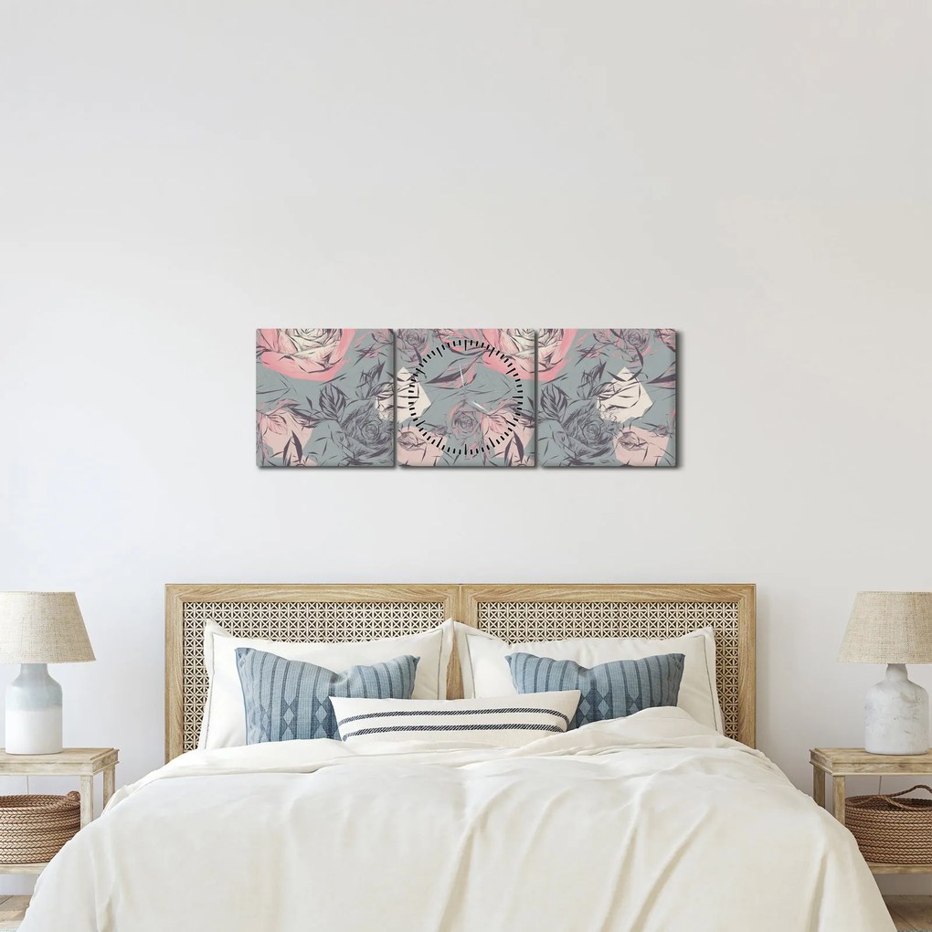 Tablou - Trandafir (cu ceas) (90x30 cm)