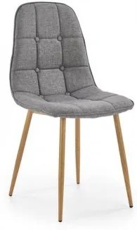 Scaun tapitat cu stofa, cu picioare metalice K316 Gri / Stejar, l45xA56xH87 cm