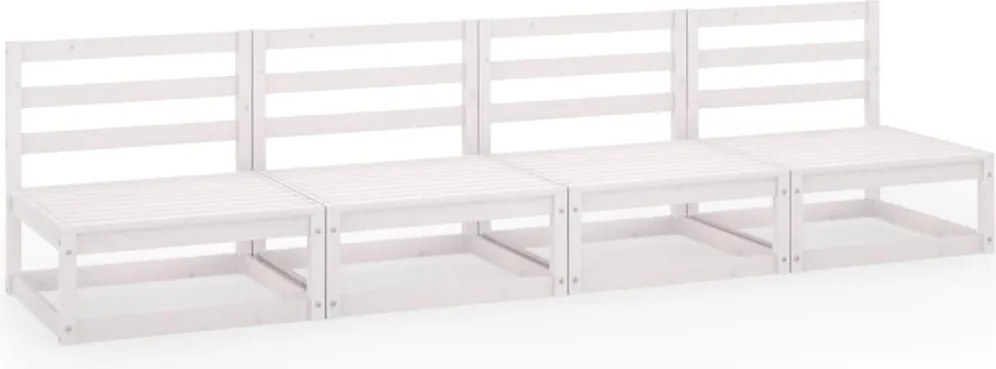 vidaXL Canapea de grădină cu 4 locuri, alb, lemn masiv de pin