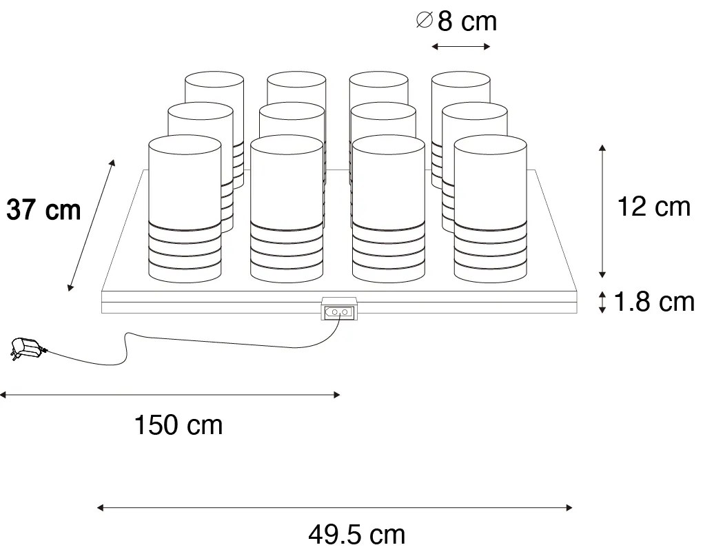 Set de 12 lămpi de masă bronz închis RGBW reîncărcabile Inclusiv stație de încărcare - Alessia