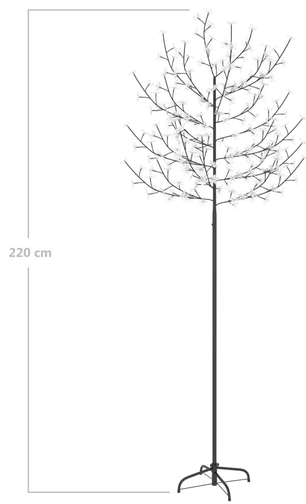 Pom Craciun, 220 LED-uri alb rece, flori de cires, 220 cm 1, Alb rece, 220 cm