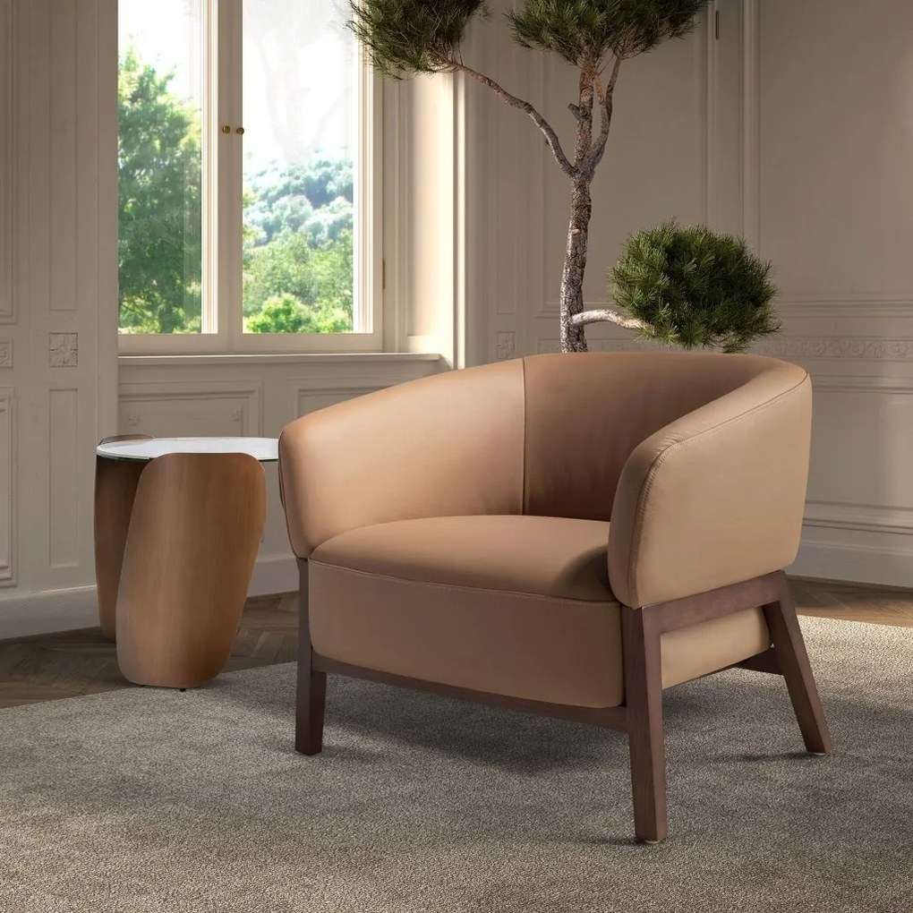 Fotoliu LUX design italian, Piele Naturala, Brown