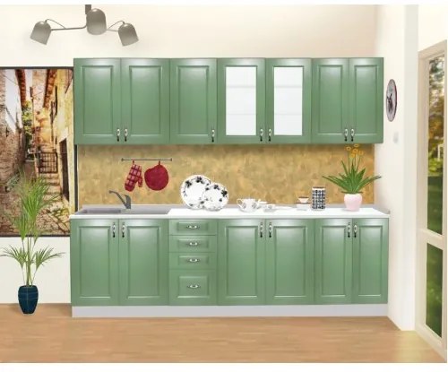 Bucatarie Zebra 2.6m MDF verde - frezare dreptunghi