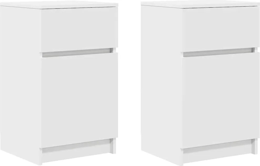 vidaXL Noptiere, 2 buc., alb, 39x35x65 cm, lemn compozit