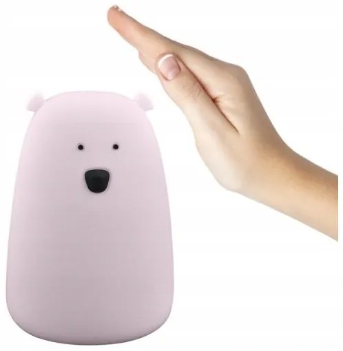 Lampă LED RGB pentru copii BEAR, tactilă, 0,8W, 5V, roz + USB