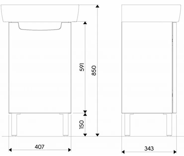 Set mobilier baie cu lavoar inclus alb, 40 cm, Kolo Geberit Group, Rekord 407x343x591 mm