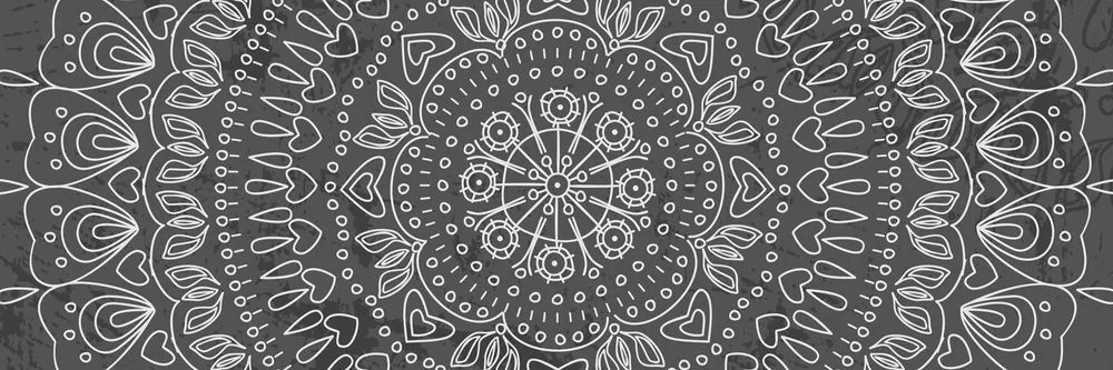Tablou Mandala desenată manual în design alb-negru