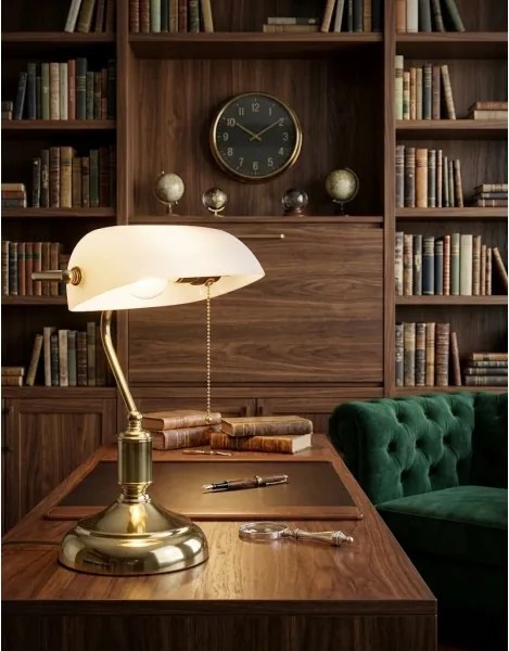 BRILAGI - Lampă de birou BANK OFFICE, 1xE27/60W/230V, aurie/albă