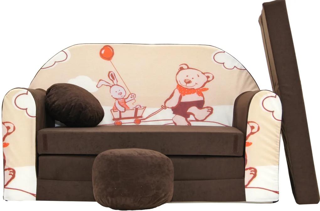 Canapea  pentru copii Ursuleț maro-bej K 26+