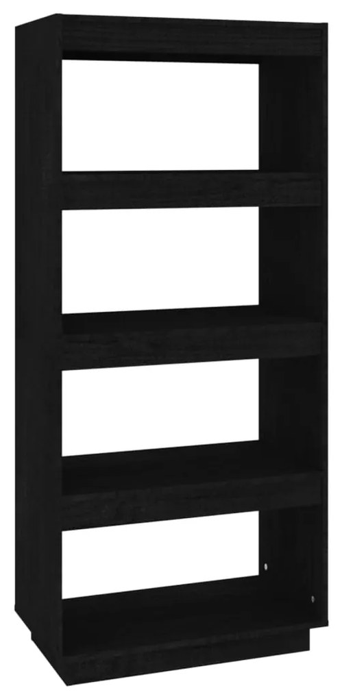 810873 vidaXL Bibliotecă/Separator cameră negru 60x35x135 cm lemn masiv pin