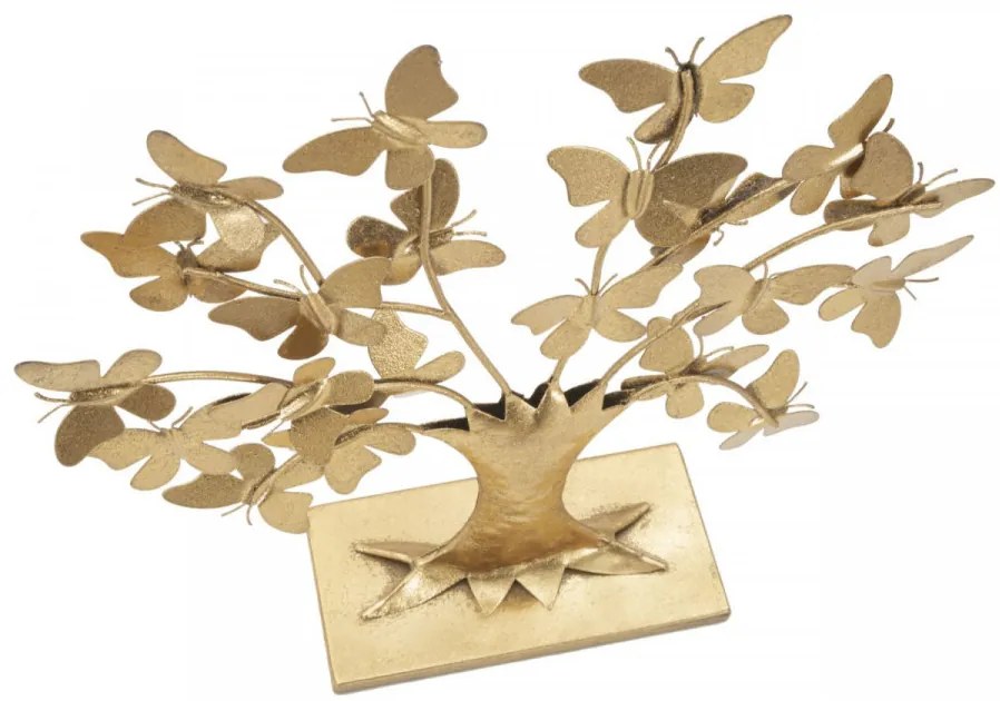 Decoratiune arbore cu fluturi auriu din metal, 30x8x31 cm Daisy Mauro Ferretti