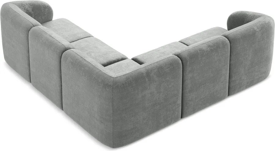 Colțar gri cu tapițerie din chenille Lani – Makamii