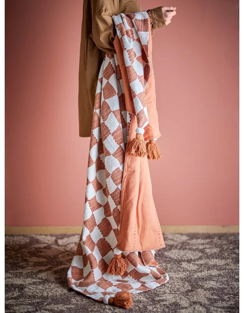 Pătură maro/bej din bumbac 130x150 cm Chola – Bloomingville