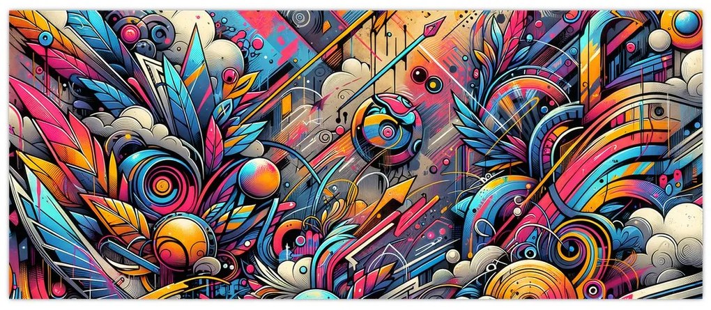 Tablou - Graffiti multicolor (120x50 cm)