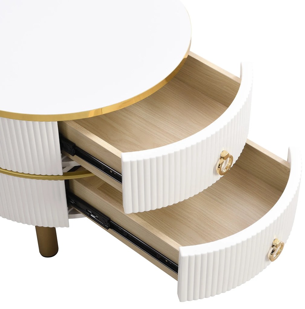Măsuță de cafea 2-în-1 Rotundă din MDF, Alb | Aosom Romania