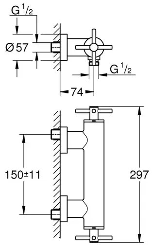Baterie dus Grohe Atrio dubla comanda antracit periat Hard Graphite