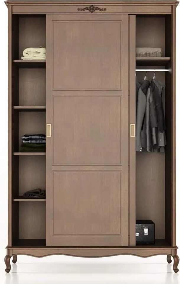 Dulap lemn masiv Seraphia 2 Uși Glisante, 150 × 65 × 230 cm - Vanilla