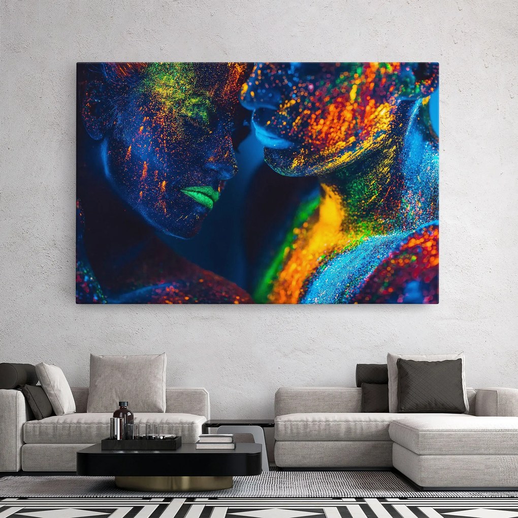 Tablou Canvas, 40x60cm, Dormitor si Living, Abstracte, Culori vibrante, Fluorescent Green Lips