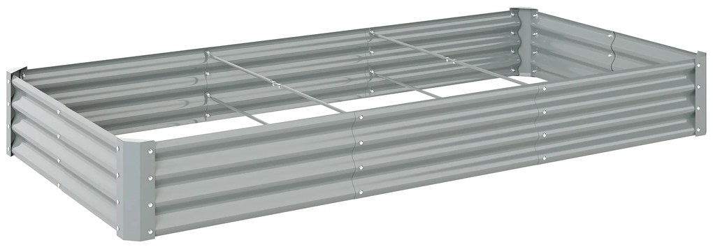 Outsunny Pat de flori dreptunghiular, pat de grădină înalt din oțel galvanizat, fund deschis, 240 x 120 x 30 cm, argintiu gri | Aosom Romania