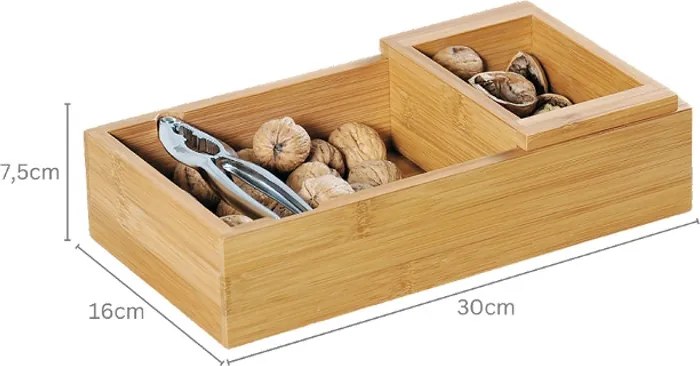 Set cutie din bambus cu spargator de nuci Kesper 62830, Maro