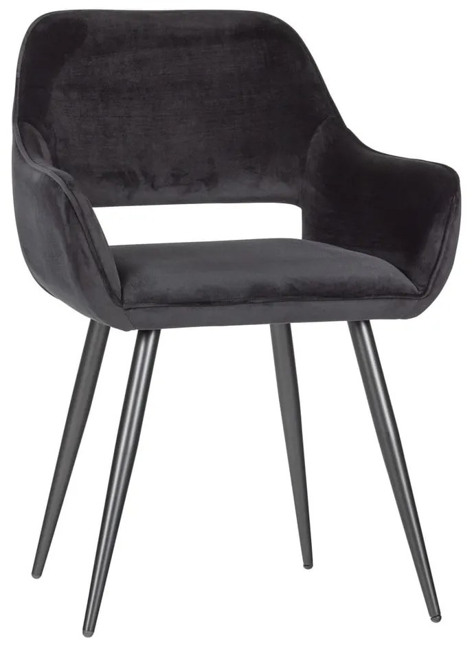 Set de scaune de sufragerie negru cu cotiere 2 buc. tapițat Jelle – WOOOD