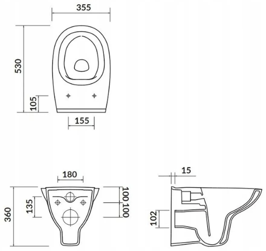 Vas wc suspendat rimless Cersanit Arteco, alb