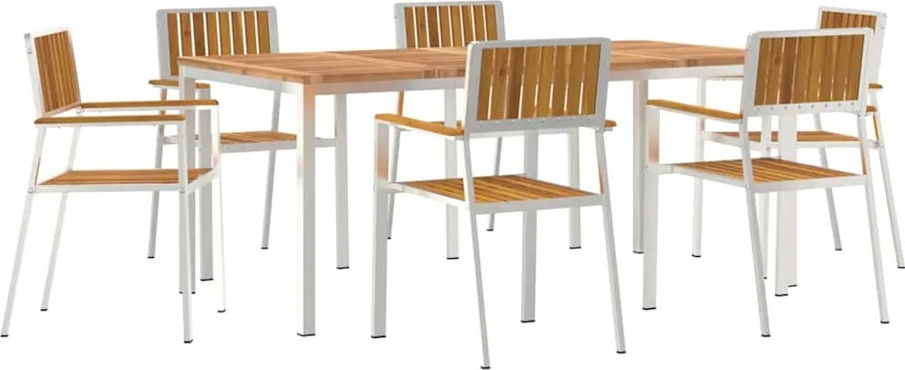 vidaXL Set dining pentru exterior 7 pcs Maro Lemn Solid de Acacia