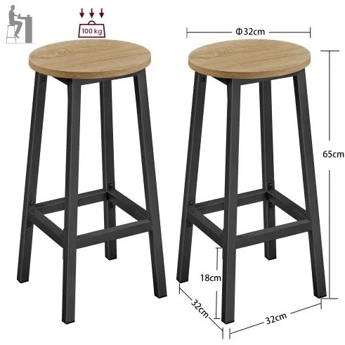 Set de dining 1+2, masa de bar 100x40 cm si scaune de bar TAYLOR SONOMA