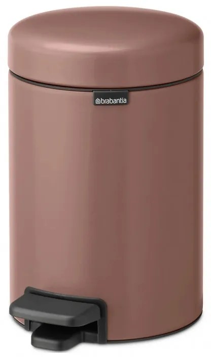 Cos de gunoi cu pedala Brabantia NewIcon 1008837, 3 L, Inchidere lina, Baza antiderapanta, Finisaj satinat, Maro