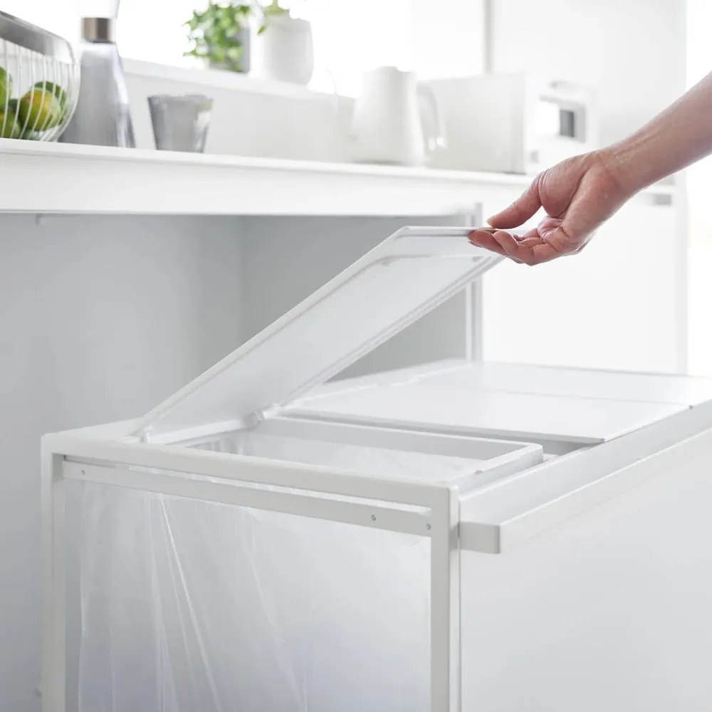 Coș de gunoi alb de reciclat din metal Tower – YAMAZAKI