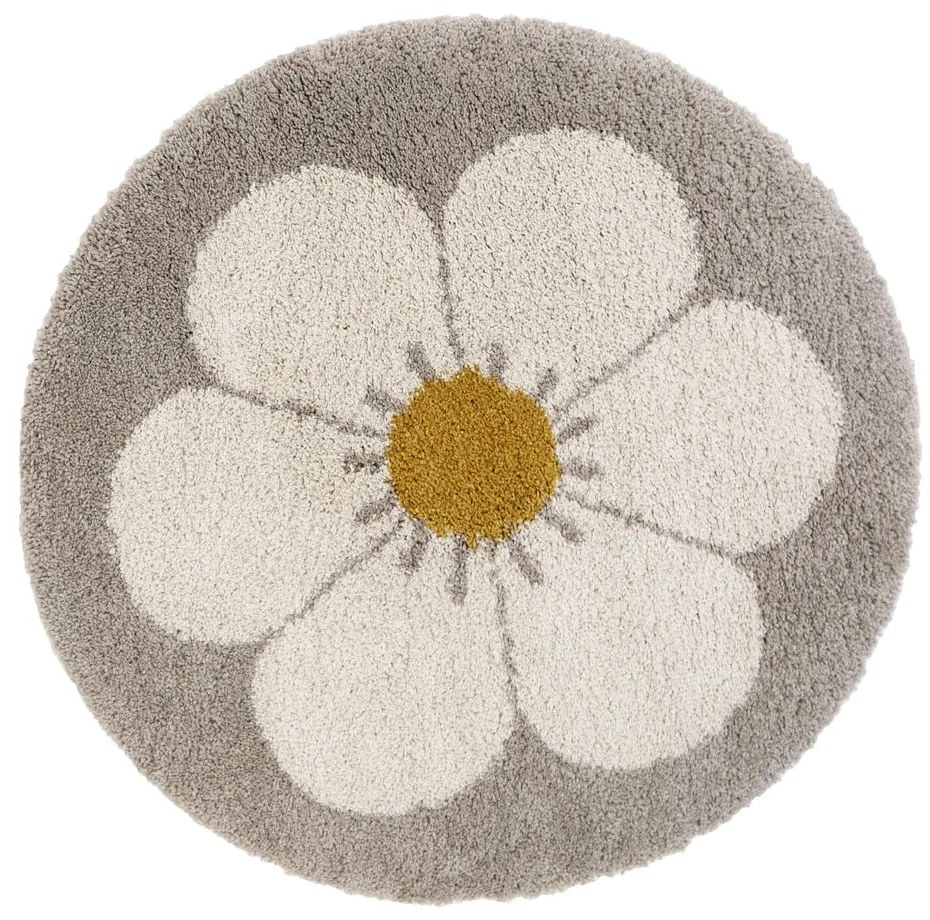 Covor pentru copii gri deschis/crem ø 120 cm Bohemian Daisy – Nattiot