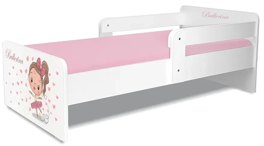 Pat Balerina P2 fete 2-8 ani cu sertar si 2 protectii laterale detasabile - PC-P-BAL-P2-70