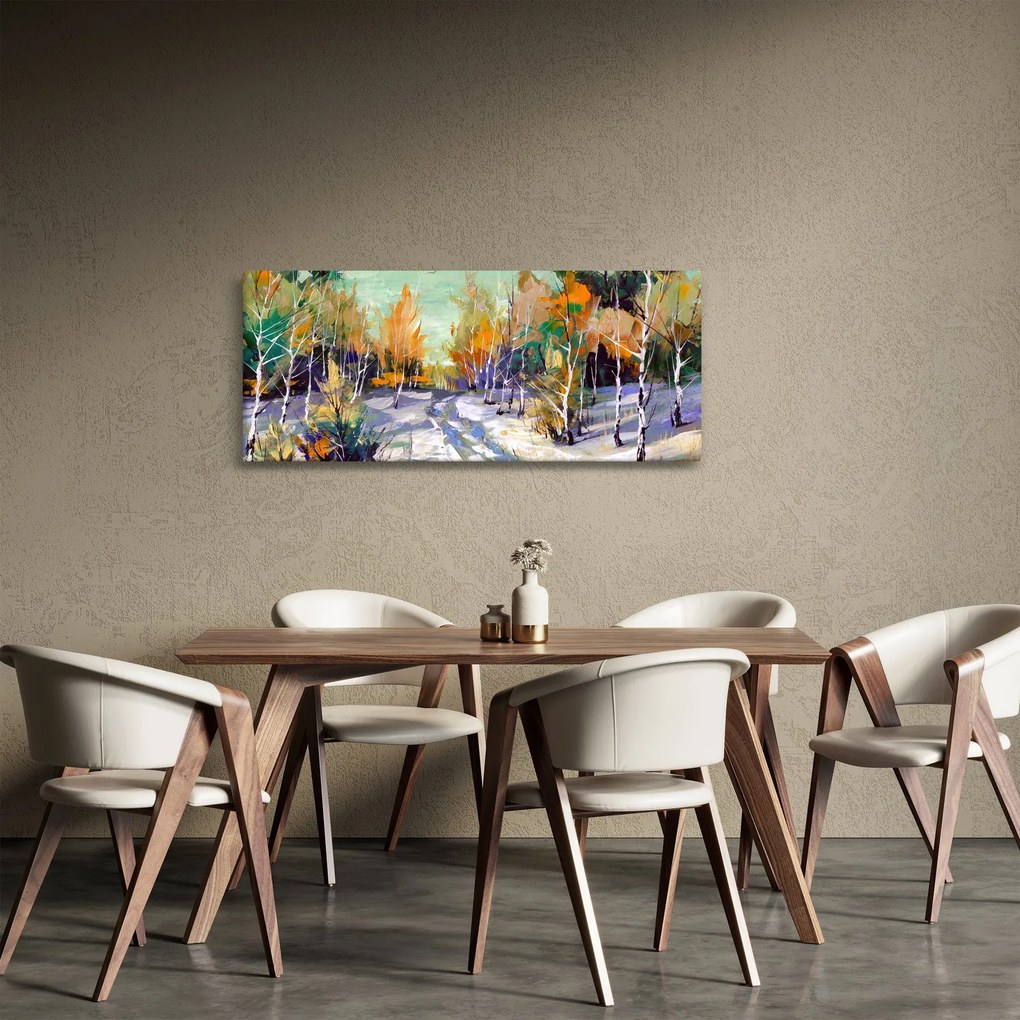 Tablou - Drum înzăpezit prin pădure (120x50 cm)
