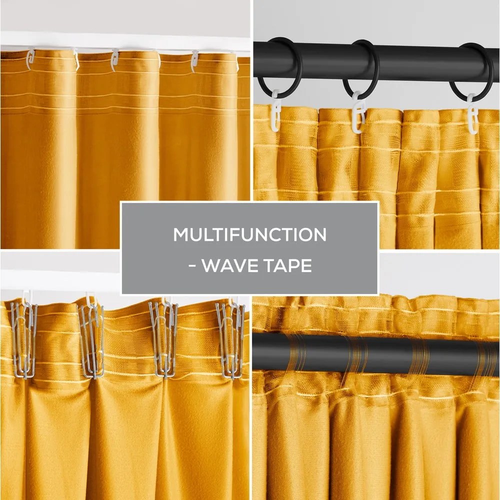 Draperie galbenă dimout (semi-opacă) din catifea 140x245 cm Pleat – Restilo