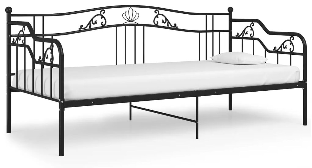 324761 vidaXL Cadru de pat canapea, negru, 90x200 cm, metal