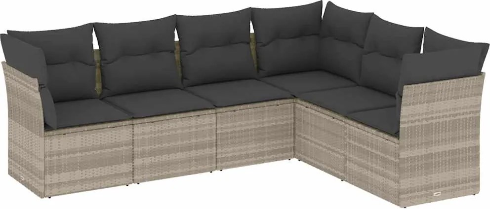 vidaXL Set canapele de grădină cu perne, 6 piese gri deschis poliratan