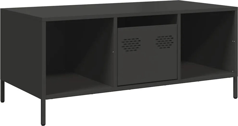 vidaXL Măsuță de cafea, negru, 101,5x50x43,5 cm, oțel laminat la rece