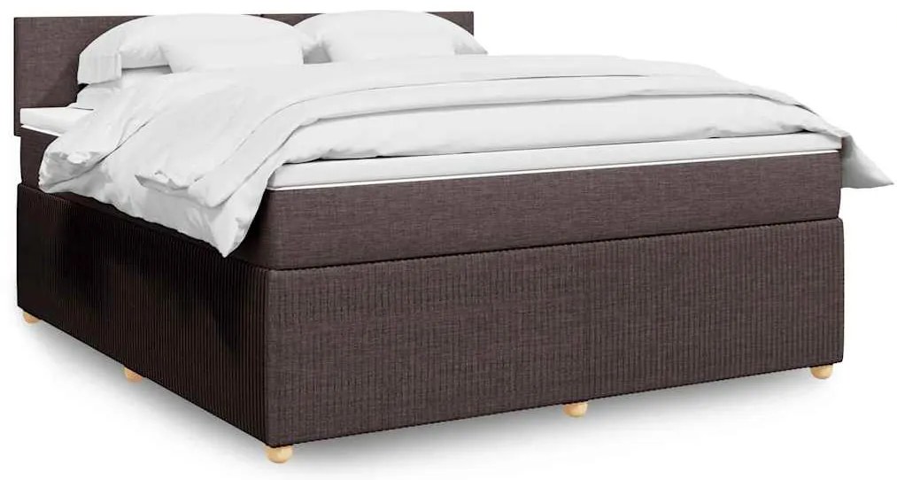 vidaXL Pat continental cu saltea maro închis 180x200cm material textil