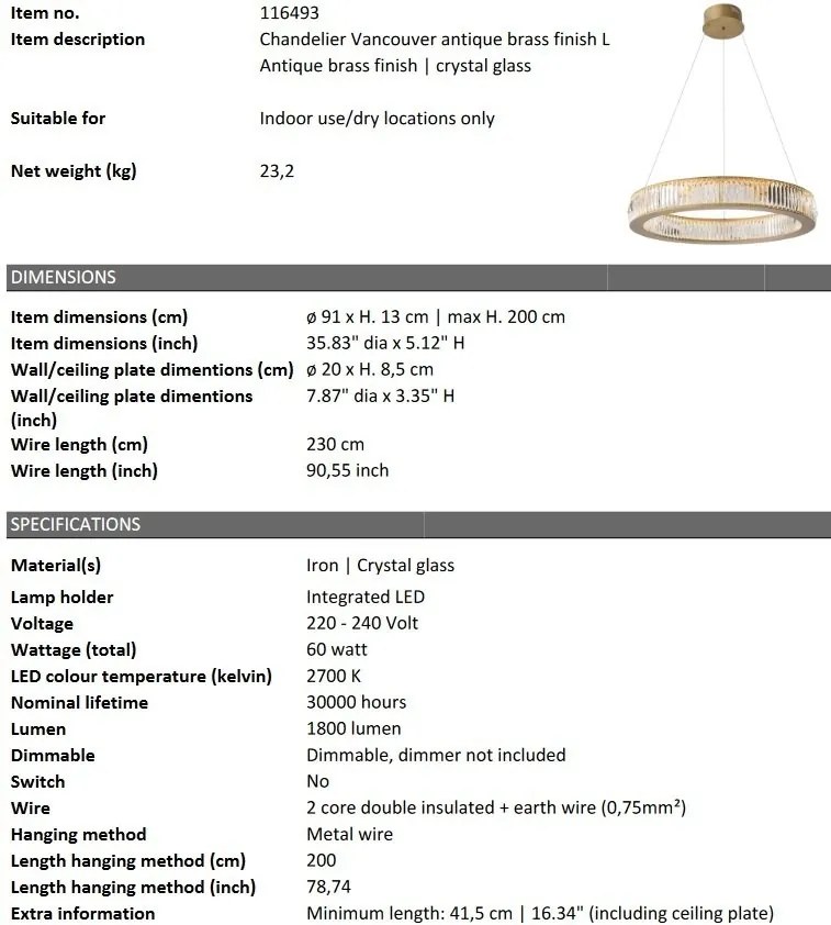 Lustra LED design LUX Vancouver L alama antic