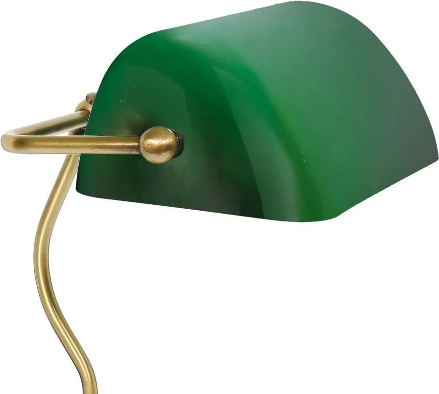 Lampa de birou din alama si sticla verde Banker