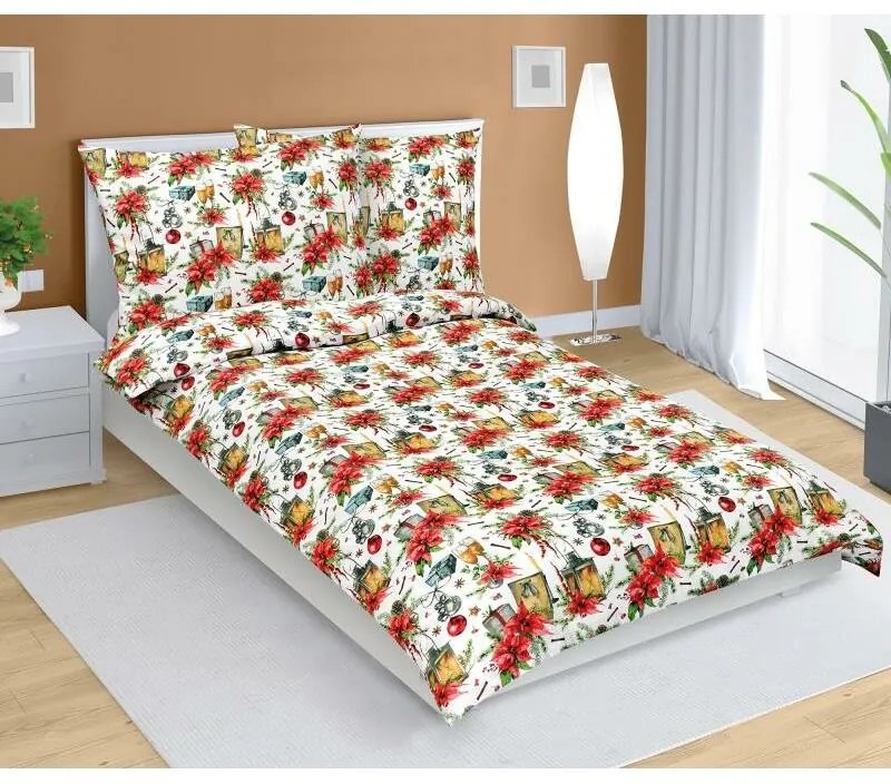 Bellatex Lenjerie de pat din bumbac de Crăciun Steaua, 140 x 200 cm, 70 x 90 cm