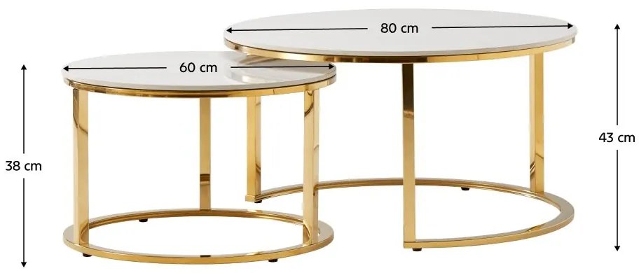 Set 2buc mese de cafea Disponer (marmură deschis + auriu) . 1116298