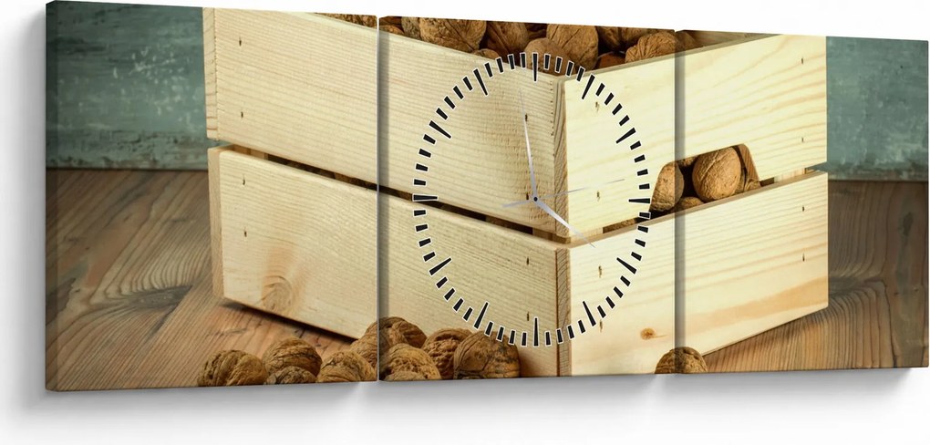 Tablou - Natură moartă de toamnă cu nuci (cu ceas) (90x30 cm)