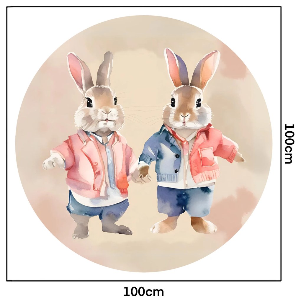 PIPPER. Autocolant circular de perete „Lepuri” mărimea: 60cm