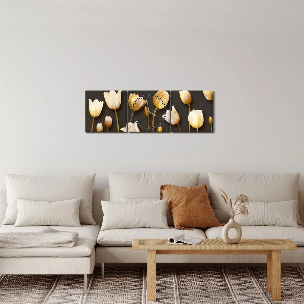 Tablou - Lalele - abstract (cu ceas) (90x30 cm)