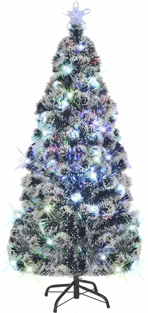 vidaXL Brad de Crăciun pre-iluminat cu suport și LED-uri, 150 cm, fibră optică