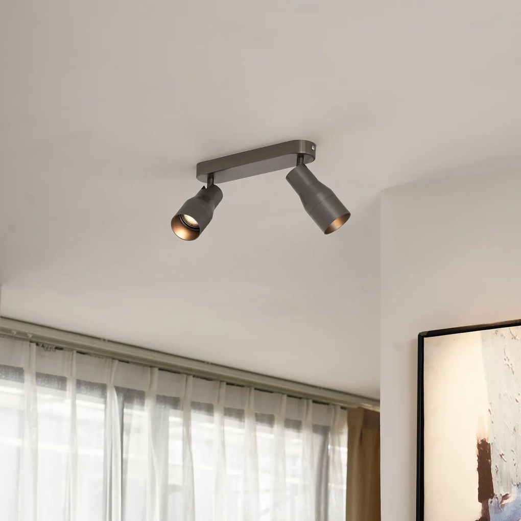 Spot plafon rotund cu două lumini, culoare metal gri-închis, GU10, 50 mm - Stanley