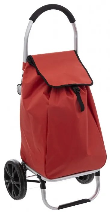 Carucior cumparaturi Orleans, rosu, cadru aluminiu, 44.5 x 37 x H 98 cm. 50 litri