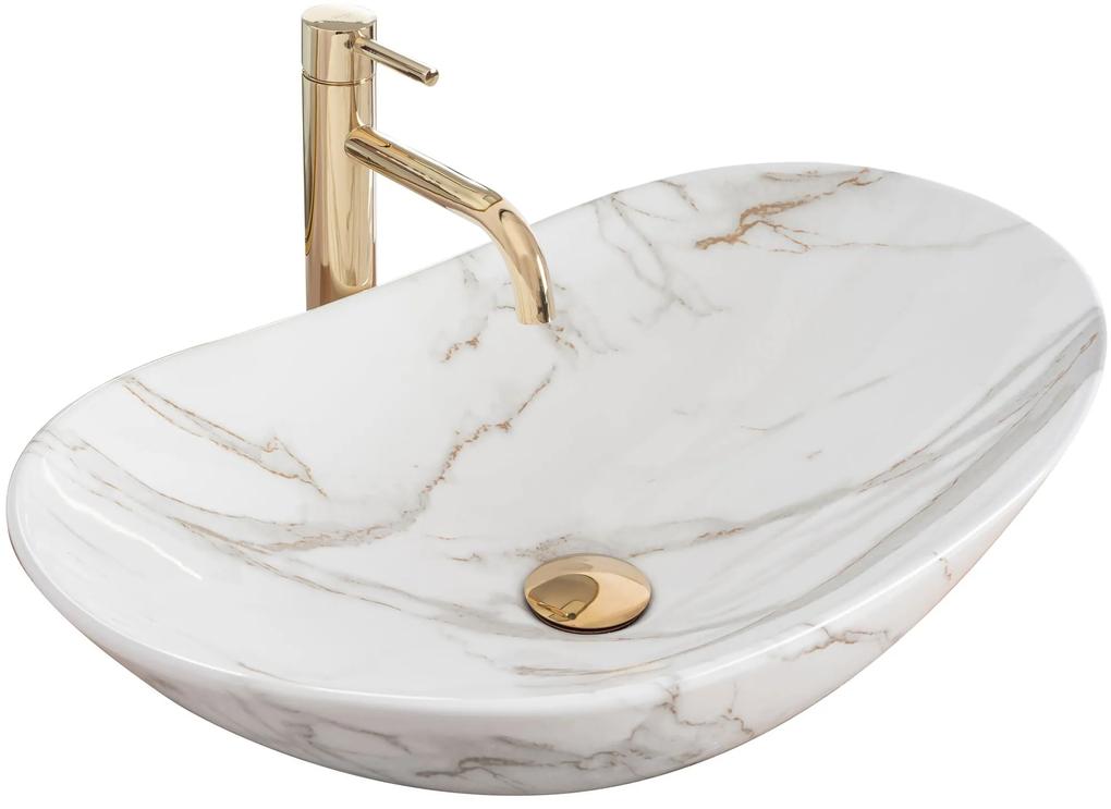 Lavoar Royal Aiax ceramica sanitara Alb/Marmura – 62,5 cm